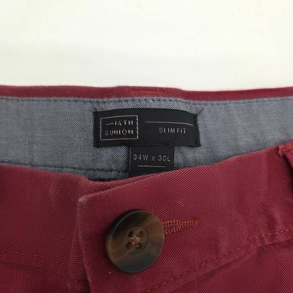 14th & Union Flat Front  Chino Pant Red Men's 34x30 - Picture 4 of 9